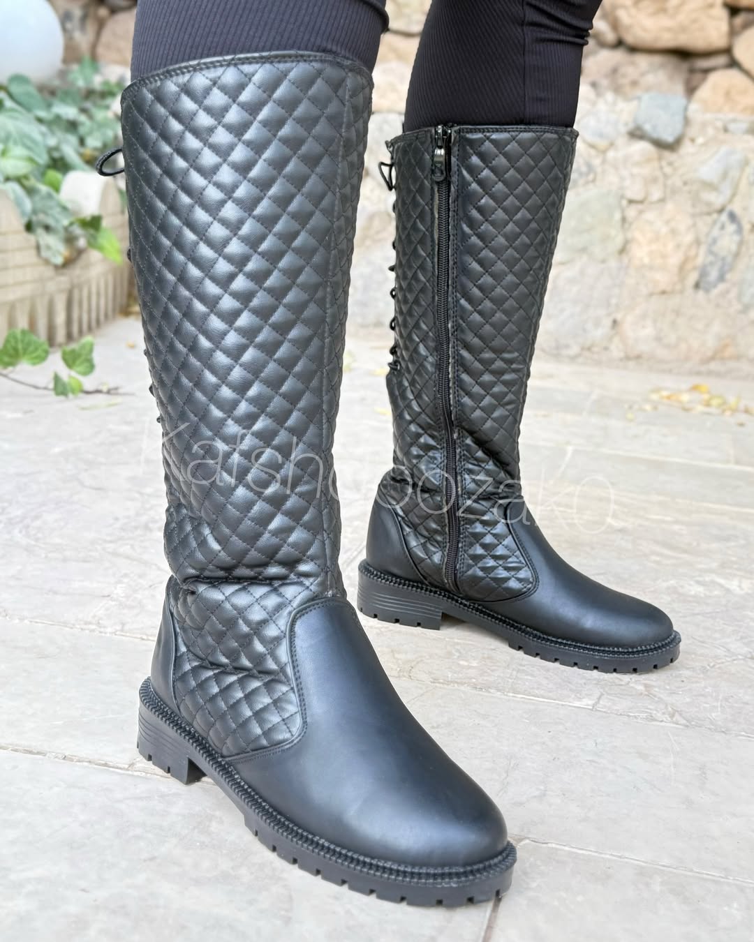 بوت چرمی بلند مدل شنل